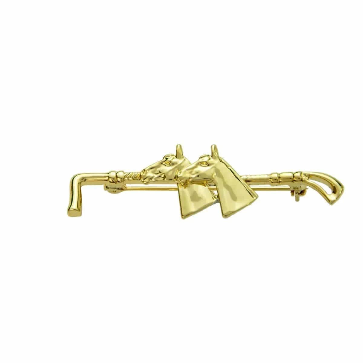 Large Exselle Whip with 2 Horse Heads Stock Pin - Exceptional Equestrian