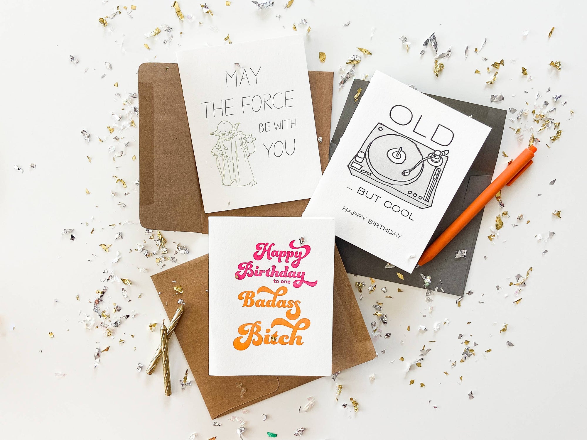 Steel Petal Press - Old But Cool - Letterpress Birthday Greeting Card