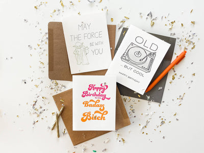 Steel Petal Press - Old But Cool - Letterpress Birthday Greeting Card