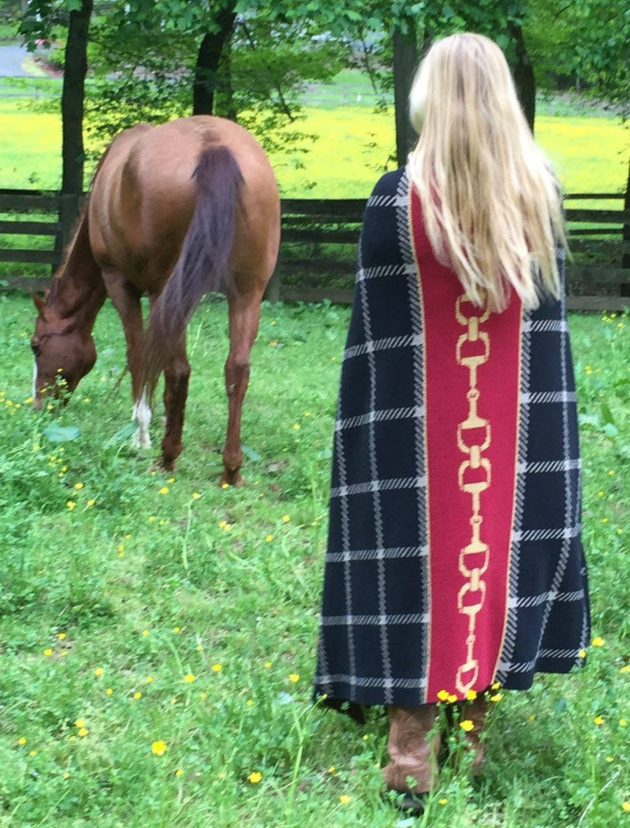 In2Green - Equestrian Horse Bit Plaid Throw Blanket - Exceptional Equestrian 