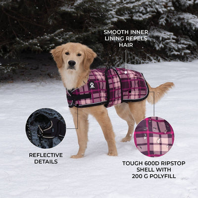 Shedrow K9 - Shedrow K9 Glacier Dog Coat - Potent Purple Plaid: Medium Small