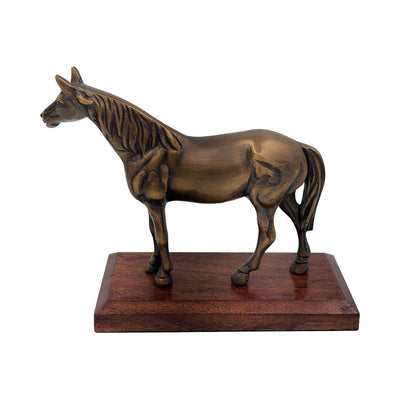 Madison Bay Co. - Historical Home Decor Reproductions - Antiqued Brass Horse on Wood Stand | Home Accents