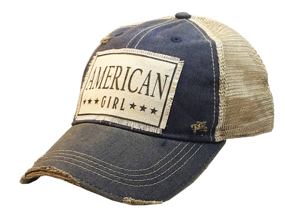 Vintage Life - American Girl Distressed Trucker Hat Baseball Cap