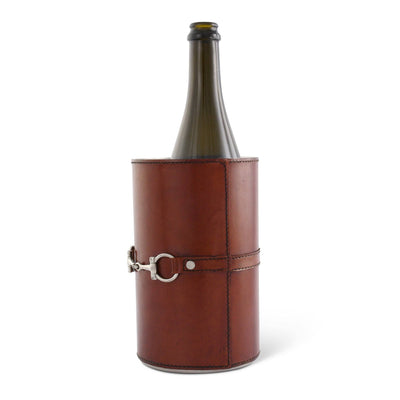 Vagabond House - Premium Genuine Leather Bit Wine Bottle Chiller  - Stainless Lined