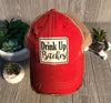 Vintage Life - Drink Up Bitches Distressed Trucker Hat Baseball Cap - Orange - Exceptional Equestrian