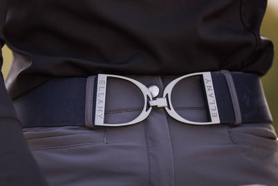 Ellany - Navy - 2" Gunmetal Stirrup Equestrian Elastic Belt