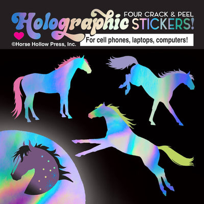 Horse Hollow Press - Holographic Horses Sticker Sheet - 4 peel-off stickers - Exceptional Equestrian