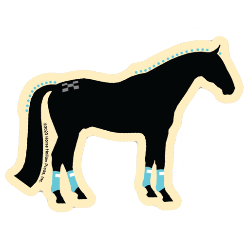 Horse Hollow Press - 3" Waterproof Black Horse w/ Wraps & Braids Sticker