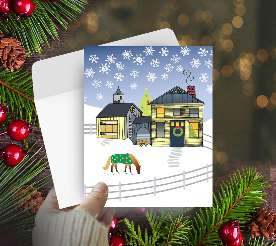 Horse Hollow Press - Horse Christmas Card / New England / Holiday Greeting Card