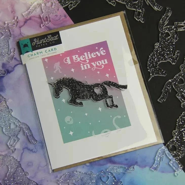 Hunt Seat Paper Co. - I Believe Charm Card - Unicorn, Ufo, Big Foot and Nessy Card - Exceptional Equestrian