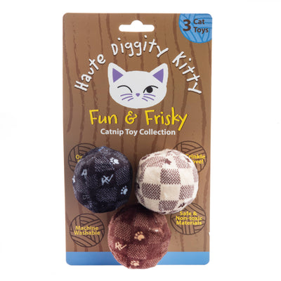 Haute Diggity Dog - Kitty Vuiton Balls (Checker) Organic Catnip Toys - Exceptional Equestrian