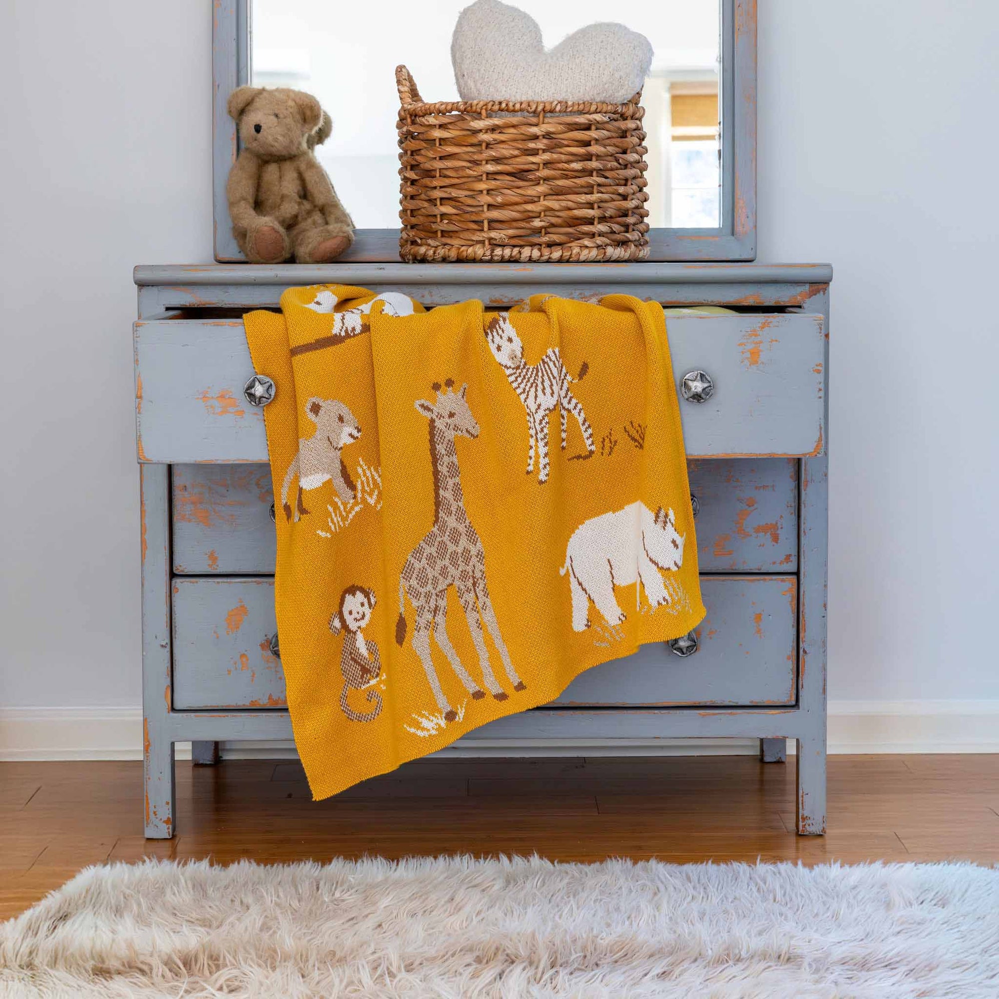 In2Green - Baby Safari  - Cotton Sustainable Knit Animal Blanket