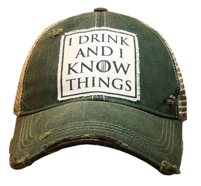 Vintage Life - I Drink And I Know Things Distressed Trucker Cap Cap - Exceptional Equestrian