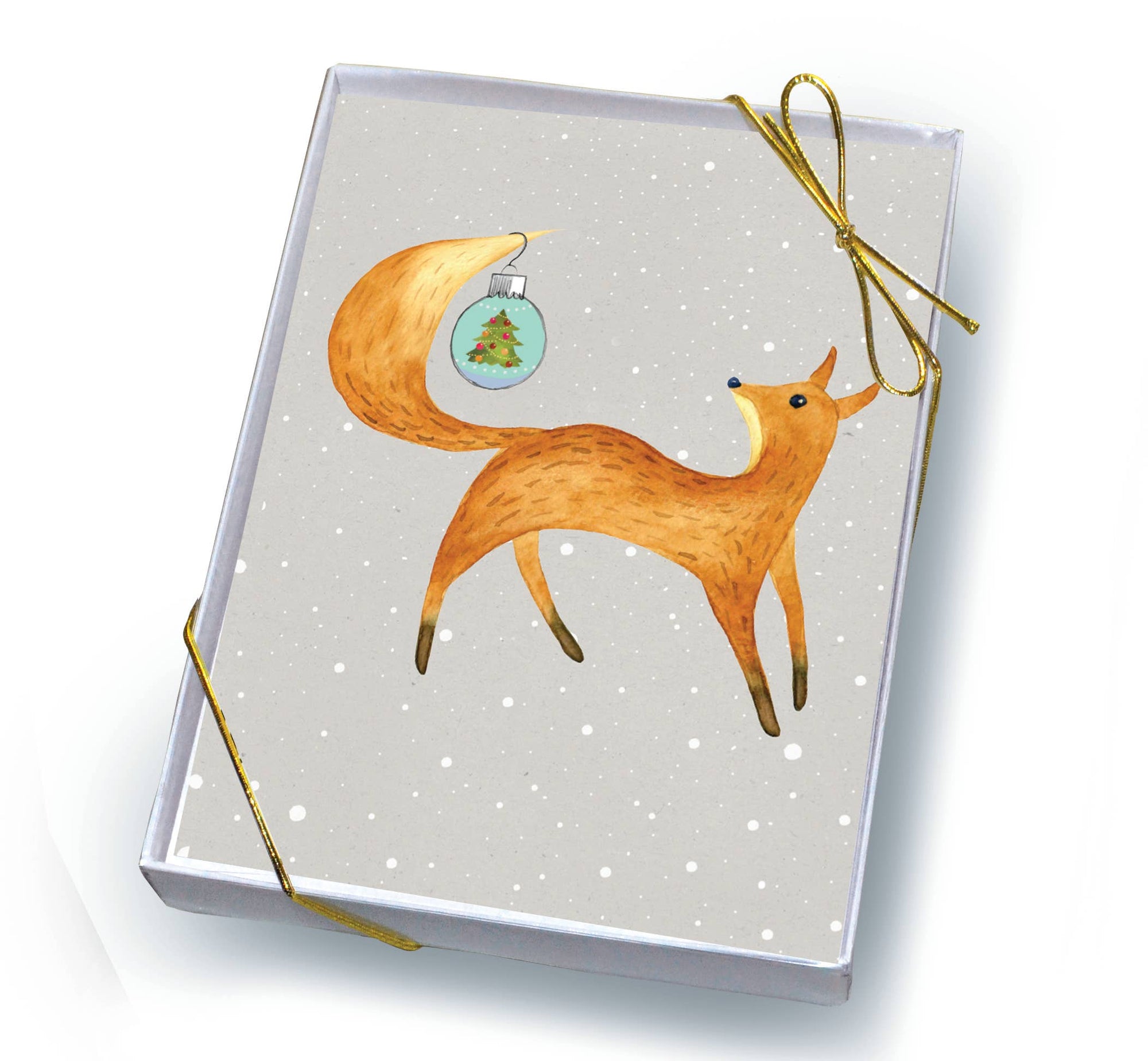 Horse Hollow Press - Fox Boxed Christmas Cards / Fox Christmas Ball / 8 Cards
