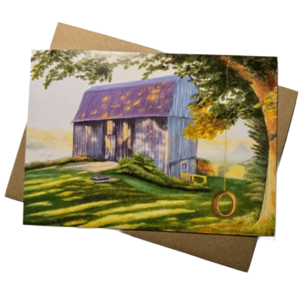 Forever Caroline - Farm w/ Rustic Barn & Tire Swing All-Occasion Blank Card