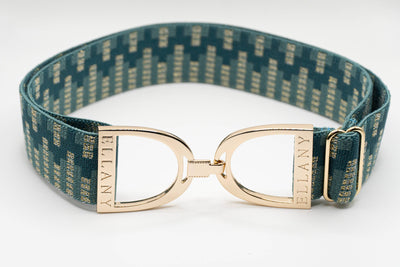 Huston x Ellany - Teal Lyndon - 1.5" Gold Stirrup Elastic Belt