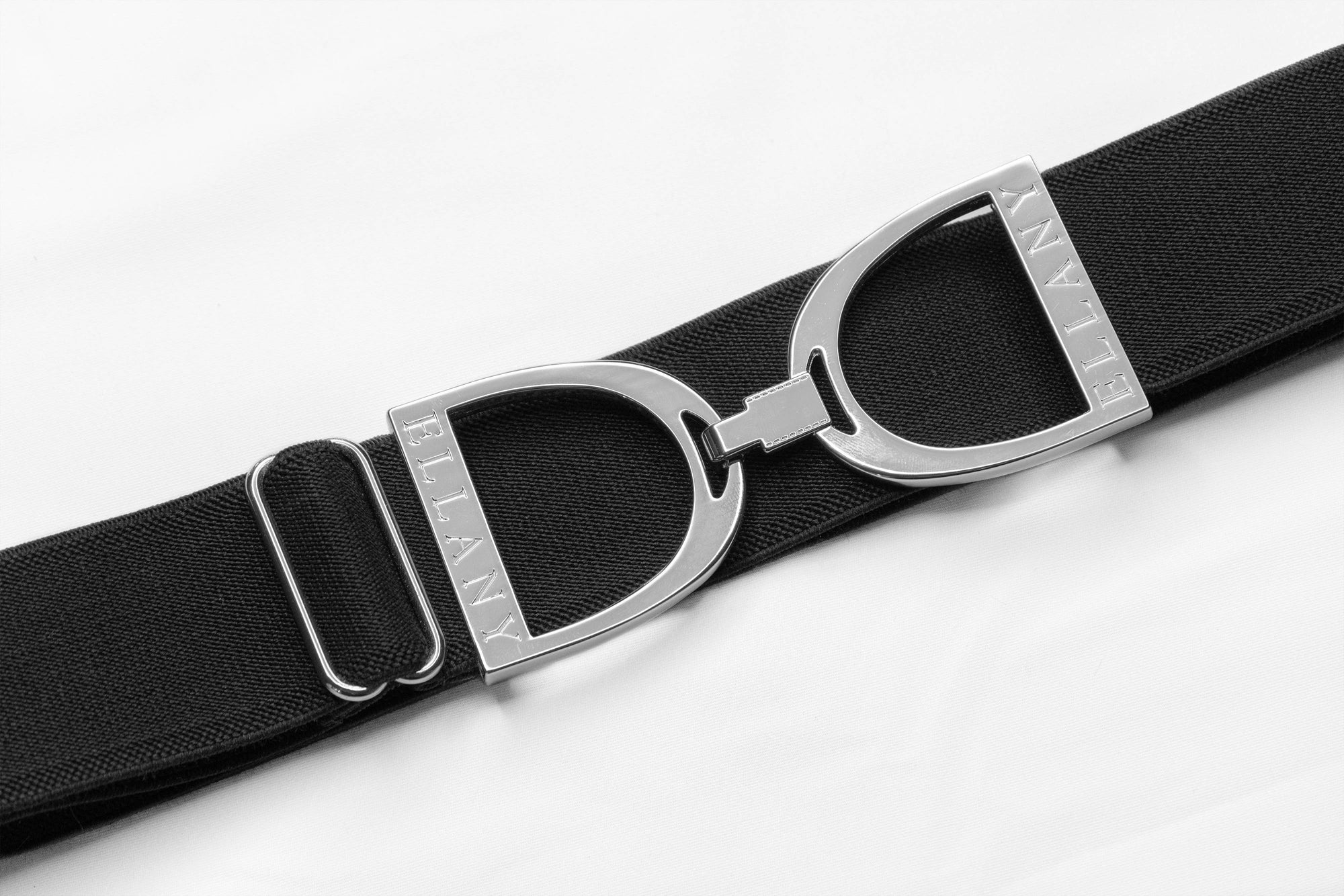 Huston x Ellany - Black - 1.5" Silver Stirrup Equestrian Elastic Belt