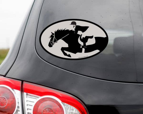 Horse Hollow Press - Oval Equestrian Horse Sticker: Grand Prix Jumper - Exceptional Equestrian 