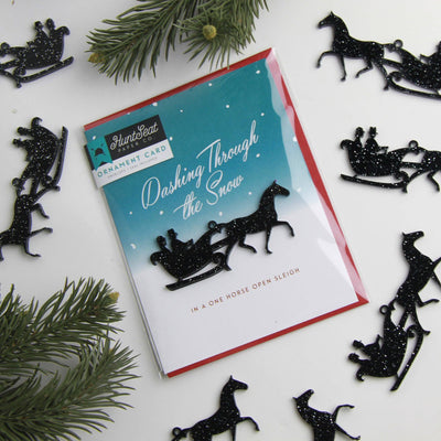 Hunt Seat Paper Co. - Dashing - Equestrian Horse Christmas Ornament Greeting Card - Exceptional Equestrian