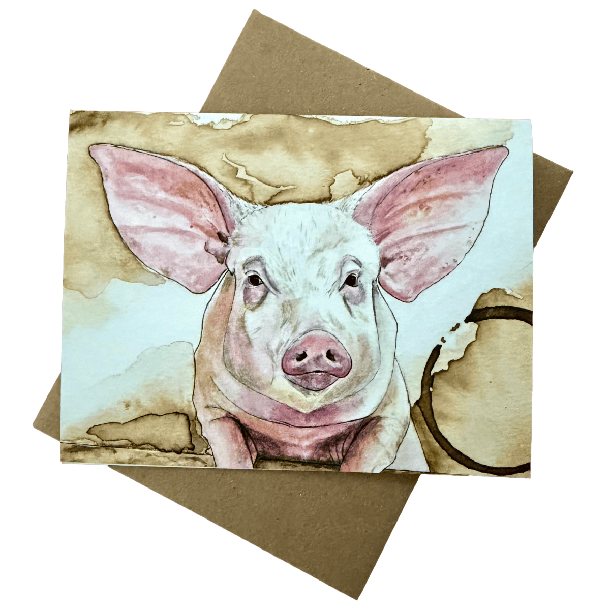 Forever Caroline - Whimsical Pig All-Occasion Greeting Card | Farmhouse Art