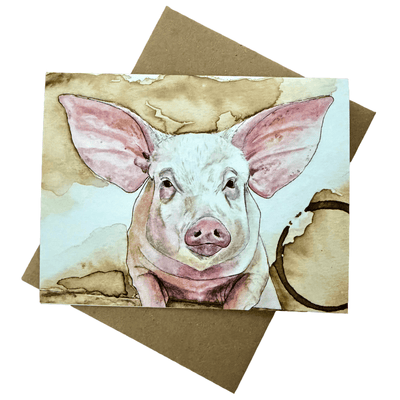 Forever Caroline - Whimsical Pig All-Occasion Greeting Card | Farmhouse Art