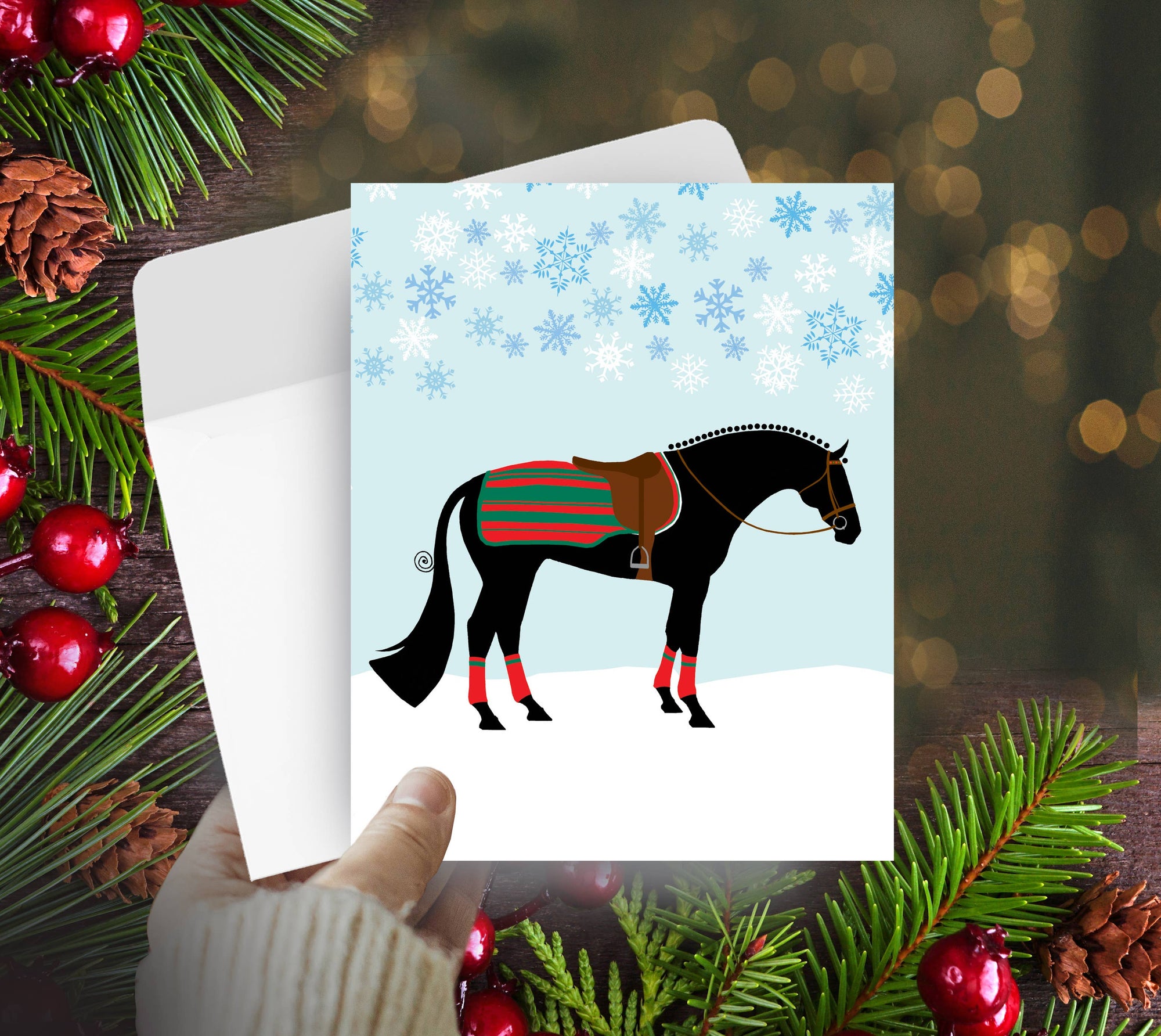 Horse Hollow Press - Horse Christmas Card / Hunter Horse / Holiday Greeting Card