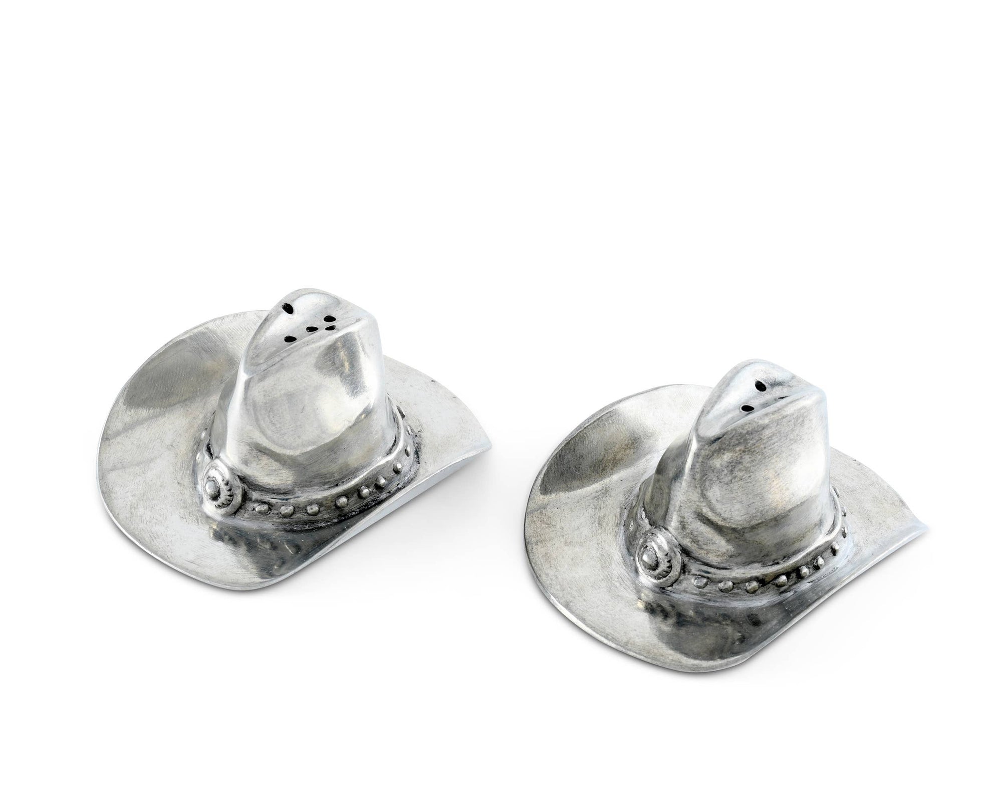 Vagabond House - Pewter Cowboy Hat Salt & Pepper Set - Exceptional Equestrian