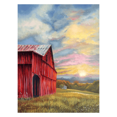 Forever Caroline - Rustic Barn Sunset All-Occasion Card | Blank Art Notecard