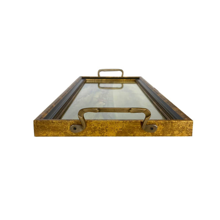 Madison Bay Co. - Historical Home Decor Reproductions - Vintage Fox Hunt Scene Decorative Tray with Brass Handles