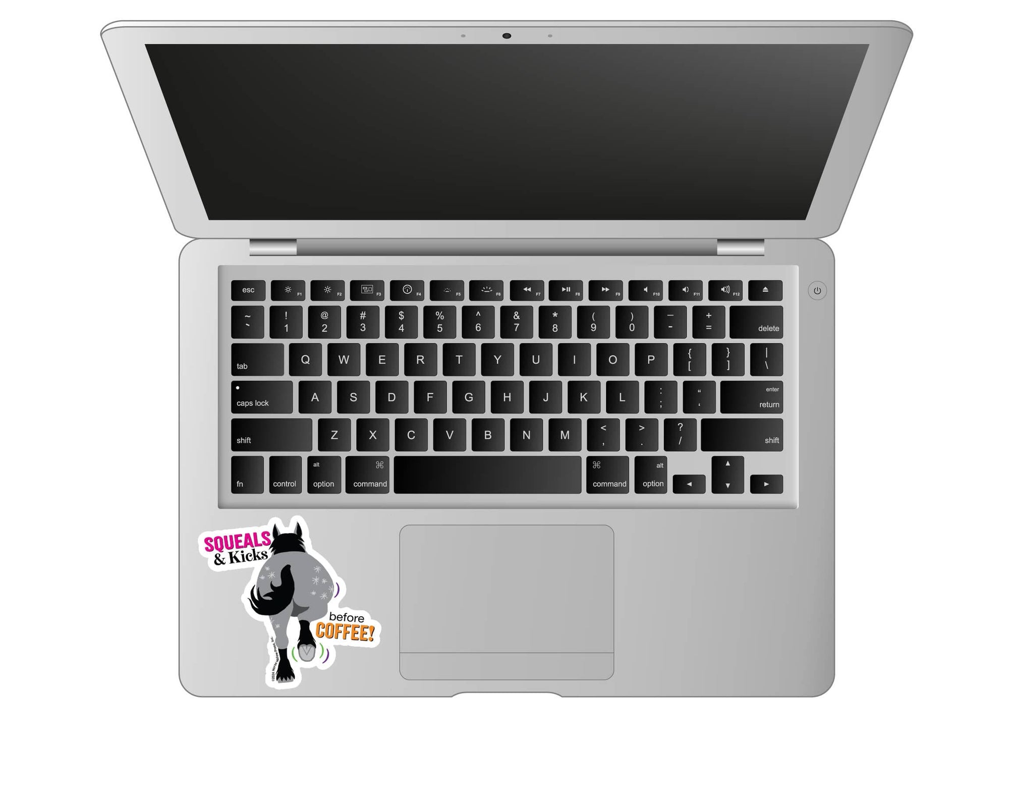 Horse Hollow Press - 3" Waterproof Squeals & Kicks...before Coffee Funny Sticker