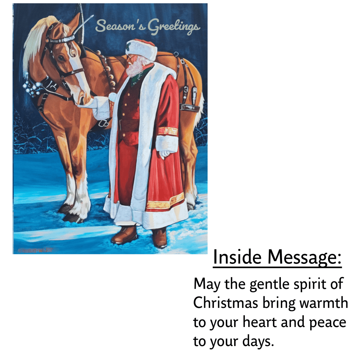 Forever Caroline - Santa & Horse Christmas Greeting Card w/ Inside Sentiment