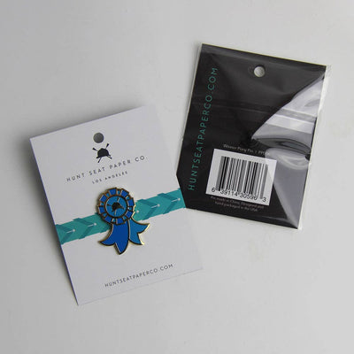 Hunt Seat Paper Co. - Winner Pony Pin - Equestrian Blue Ribbon Lapel Pin for Gift