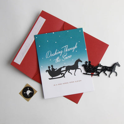 Hunt Seat Paper Co. - Dashing - Equestrian Horse Christmas Ornament Greeting Card - Exceptional Equestrian