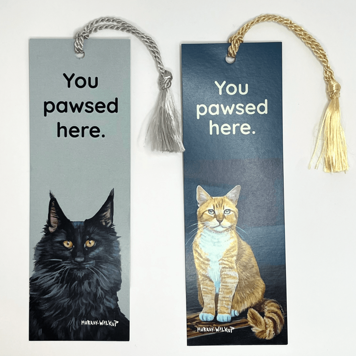 Forever Caroline - Bookmarks w/ Black or Orange Cat Art | 2-Sided with Tassel