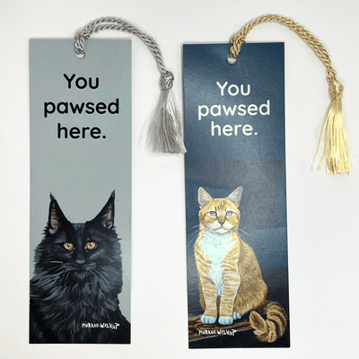 Forever Caroline - Bookmarks w/ Black or Orange Cat Art | 2-Sided with Tassel