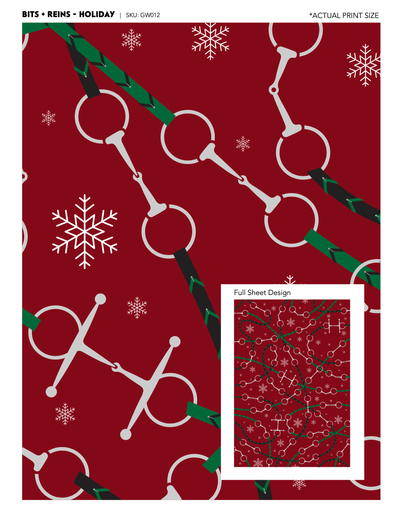 Hunt Seat Paper Co. - Bits + Reins Holiday - Equestrian Horse Gift Wrapping Paper - Exceptional Equestrian