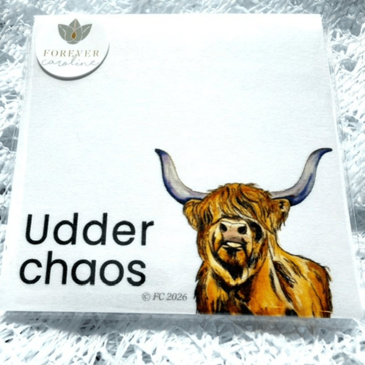 Forever Caroline - Sticky Notes w/ Highland Cow & "Udder Chaos" | 50 Sheets
