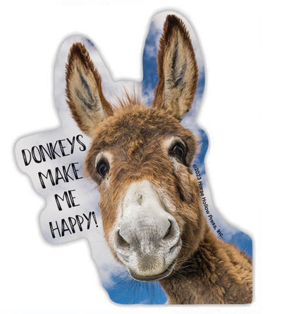 Horse Hollow Press - 3" Tumbler Donkey Sticker / Make Me Happy /WATERPROOF