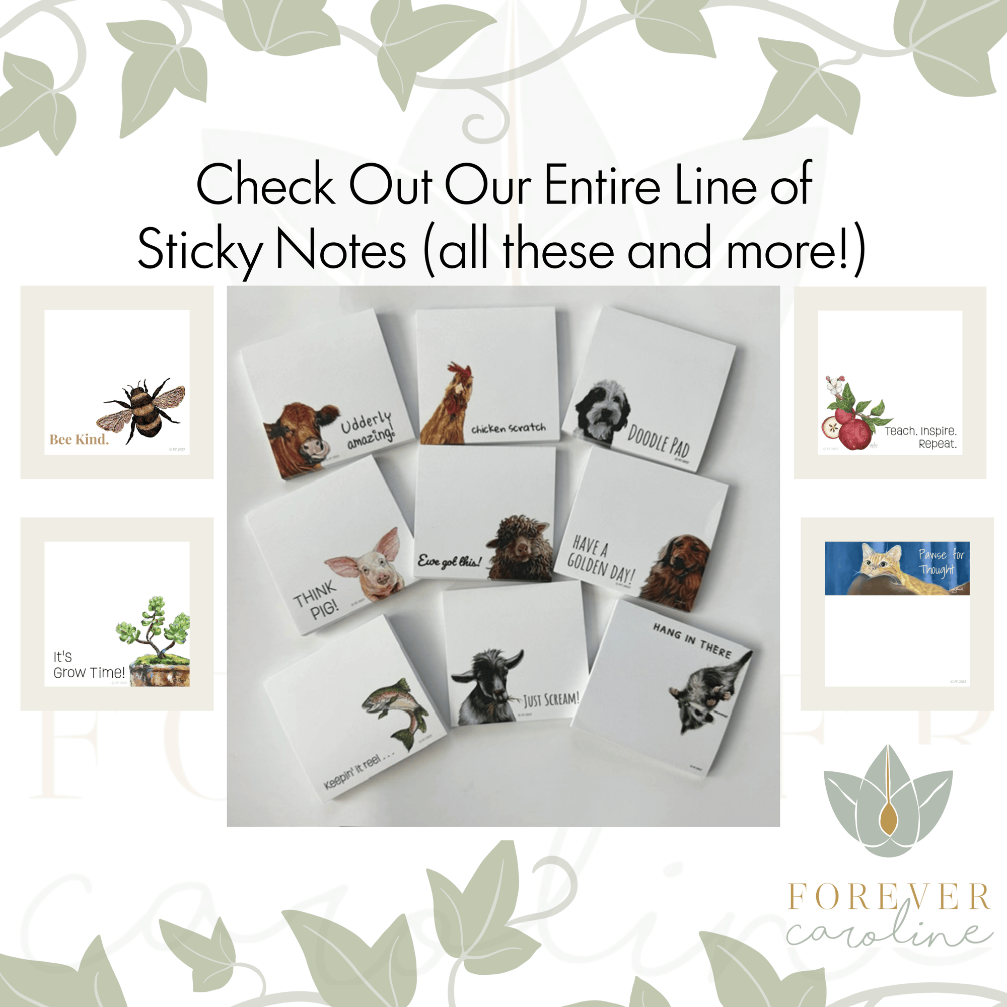 Forever Caroline - Sticky Notes w/ Horse Art & Straight From the Horse's Mouth