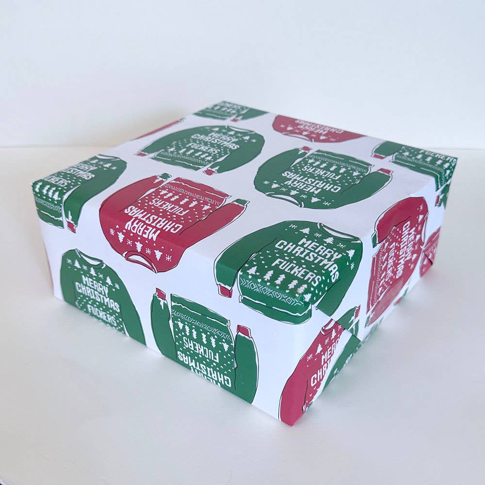 Steel Petal Press - Christmas Sweater Wrapping Paper - Roll of 3 Sheets