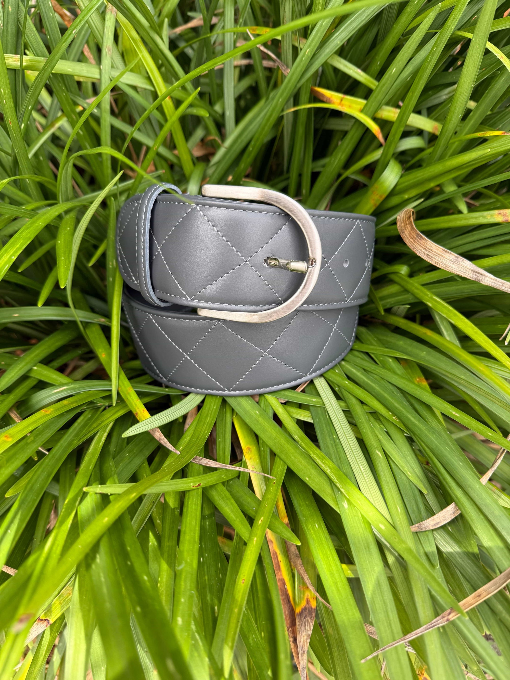 Tailored Sportsman Quilted C Belts -  Smoke/Silver TS25