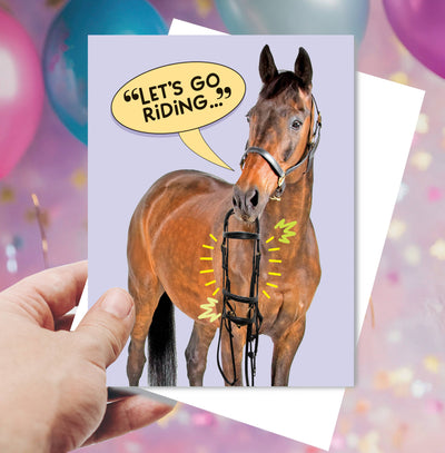 Horse Hollow Press - Horse Greeting Birthday Card / Let's Go Riding Funny Card