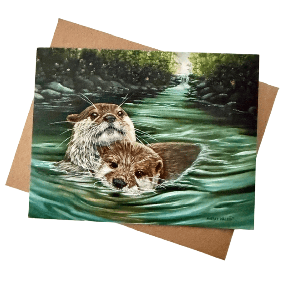 Forever Caroline - River Otters All-Occasion Greeting Card | Cute Wildlife Art