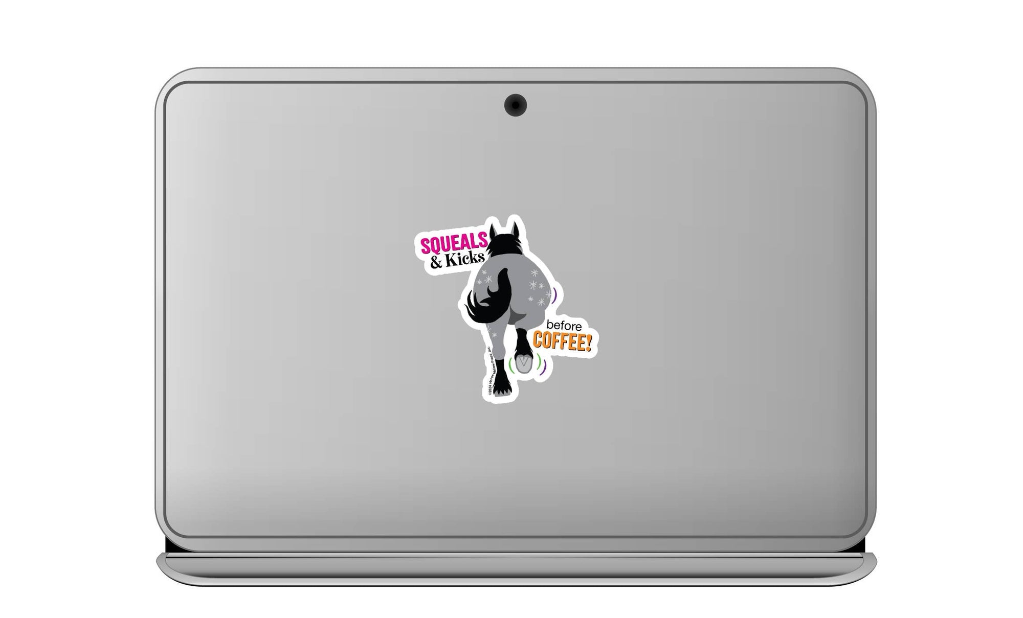 Horse Hollow Press - 3" Waterproof Squeals & Kicks...before Coffee Funny Sticker