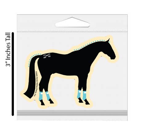 Horse Hollow Press - 3" Waterproof Black Horse w/ Wraps & Braids Sticker