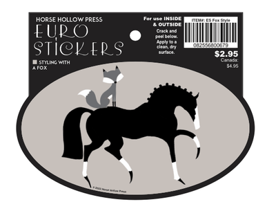 Horse Hollow Press - Oval Equestrian Horse Sticker:  Stylish Horse & Fox - Exceptional Equestrian