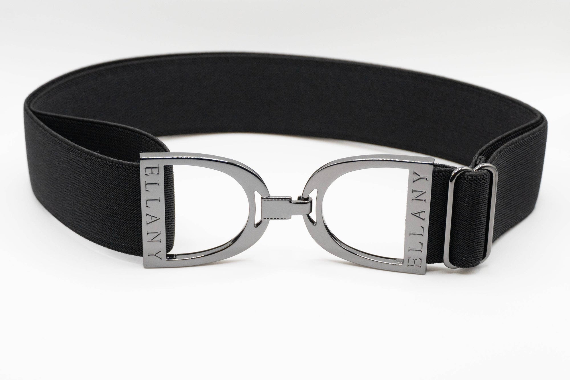 Huston x Ellany - Black - 1.5" Gunmetal Stirrup Elastic Belt