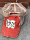 Vintage Life - Drink Up Bitches Distressed Trucker Hat Baseball Cap - Orange - Exceptional Equestrian