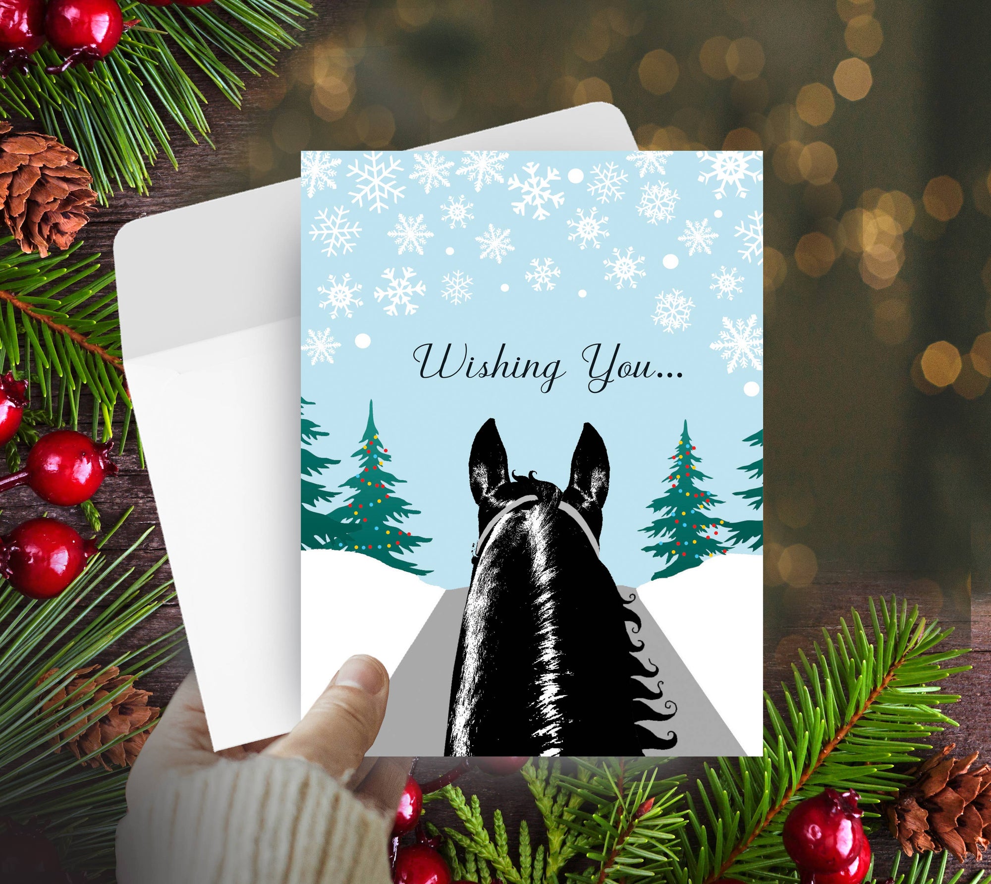 Horse Hollow Press - Horse Boxed Christmas Cards / Horse Trail Rider / 8 Holiday