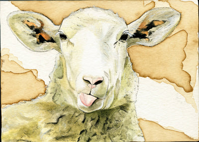 Forever Caroline - Whimsical Sheep All-Occasion Greeting Card | Farmhouse Art